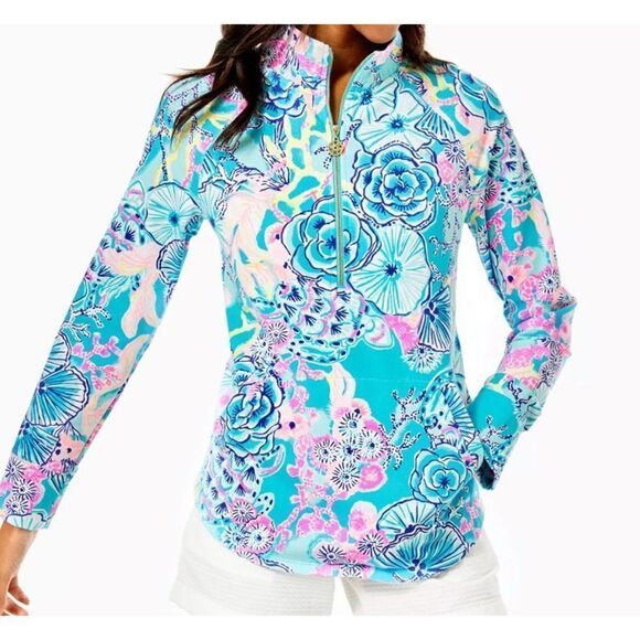 Lilly Pulitzer UPF 50+ Skipper Popover Bali Blue Once Upon A Tide Size XS - Picture 1 of 11